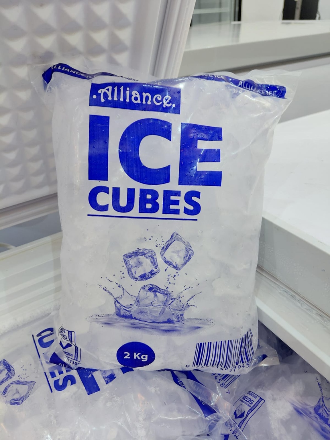 Alliance Ice Cubes 2kg bag in freezer